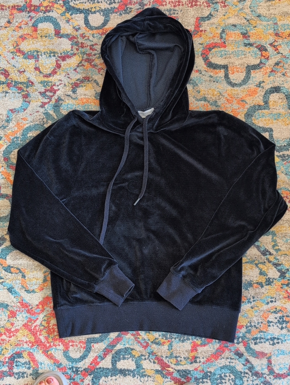 Urban Outfitters Navy Velour Long Sleeve Hoodie Small